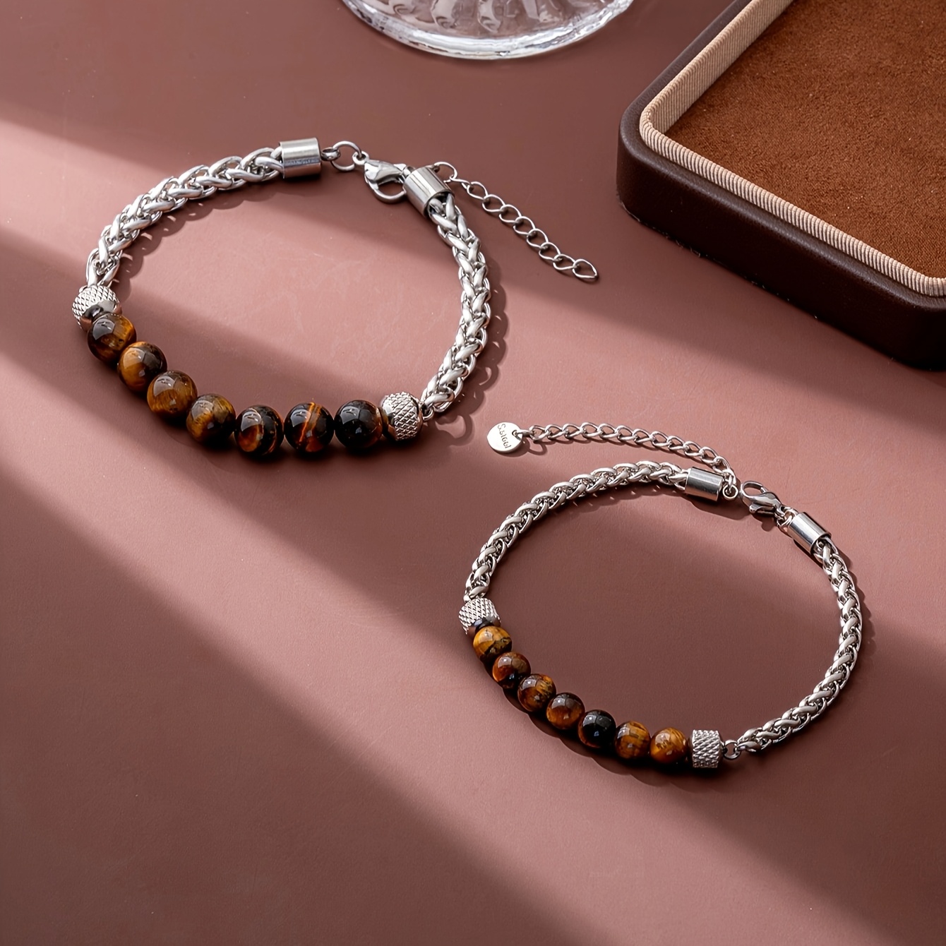 Seven-Color Round Bead Titanium Stainless Steel Adjustable Bracelet